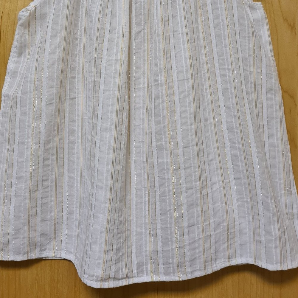 LOFT NWT Shimmer Striped Smocked Shell Top S - Picture 9 of 11